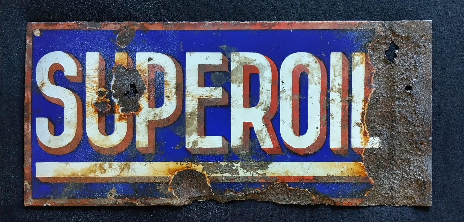Zeer Zeldzame Emaille SUPEROIL Schuurvondst c.a.1910., Antiek en Kunst, Ophalen of Verzenden