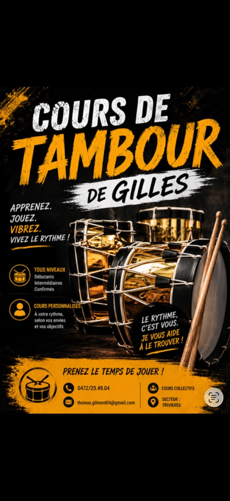 Cours de tambour de gille