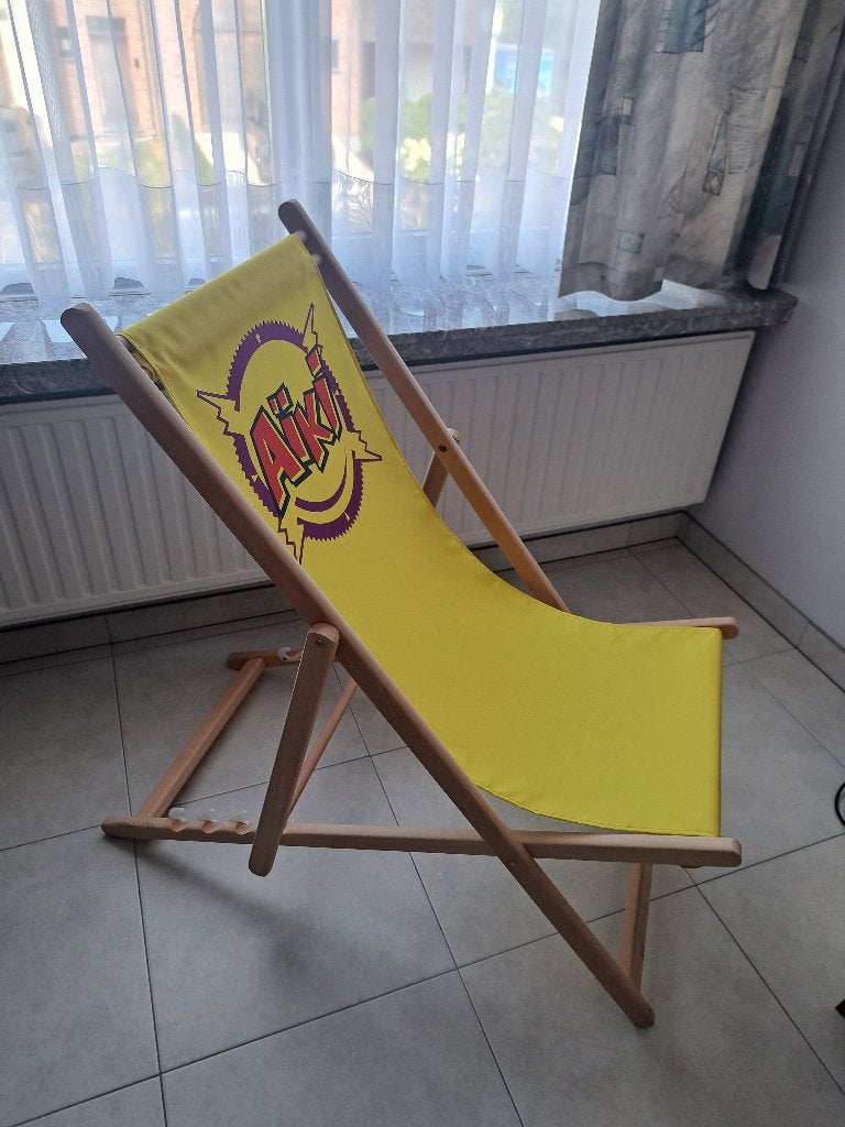 Nieuwe gele strandstoel van aiki, Jardin & Terrasse, Chaises de jardin, Enlèvement, Neuf, Bois, Pliant