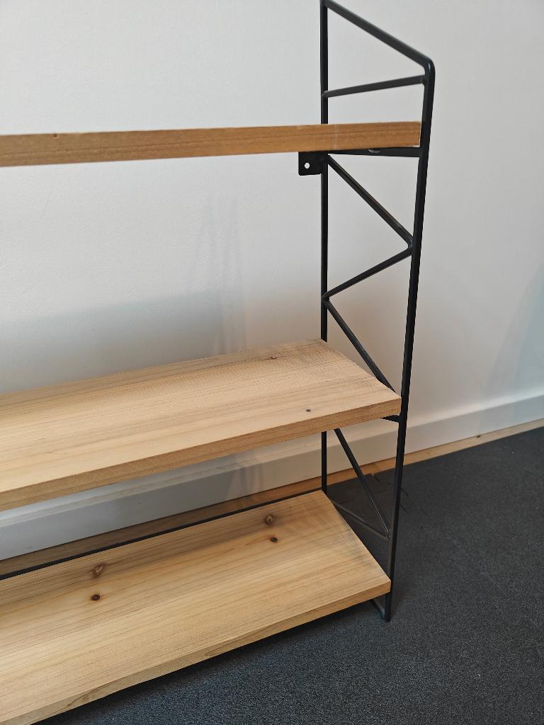 Etagère murale bois et métal noir, Enlèvement, Utilisé