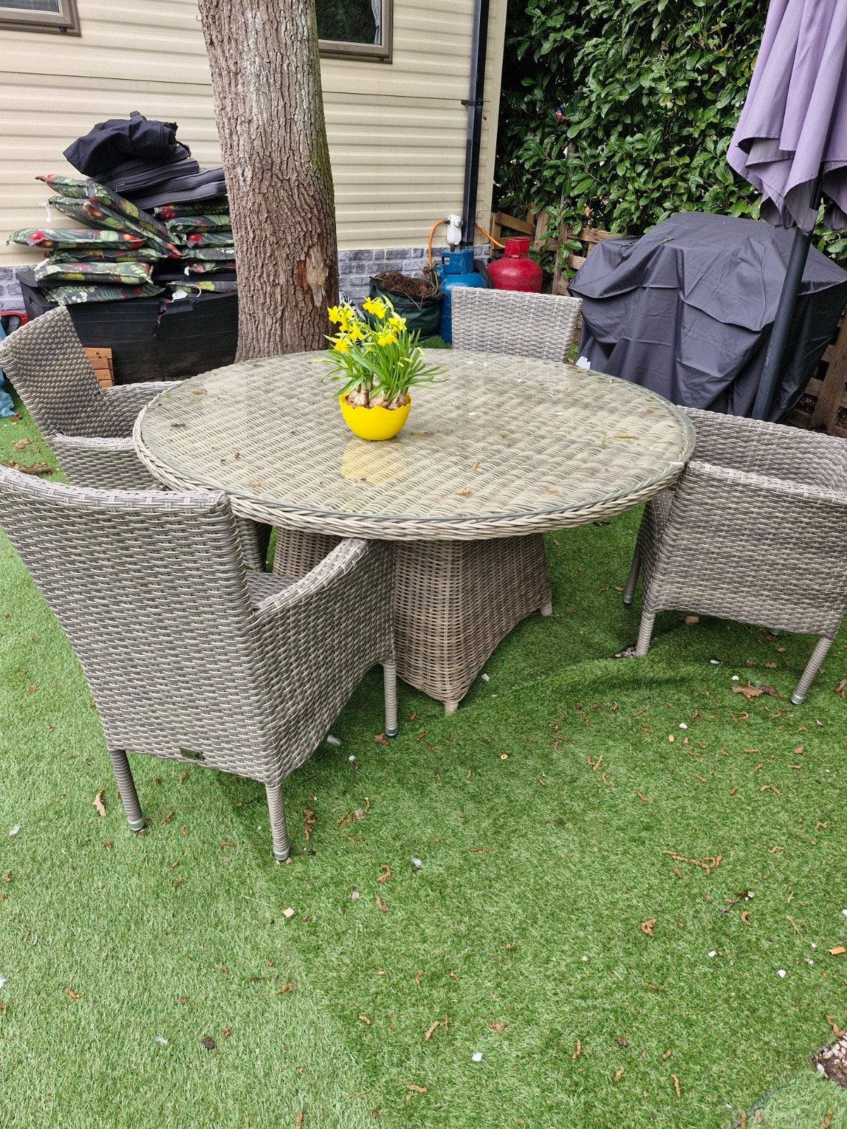 Tuinset met 4 stoelen, Tuin en Terras, Tuinsets en Loungesets, Ophalen