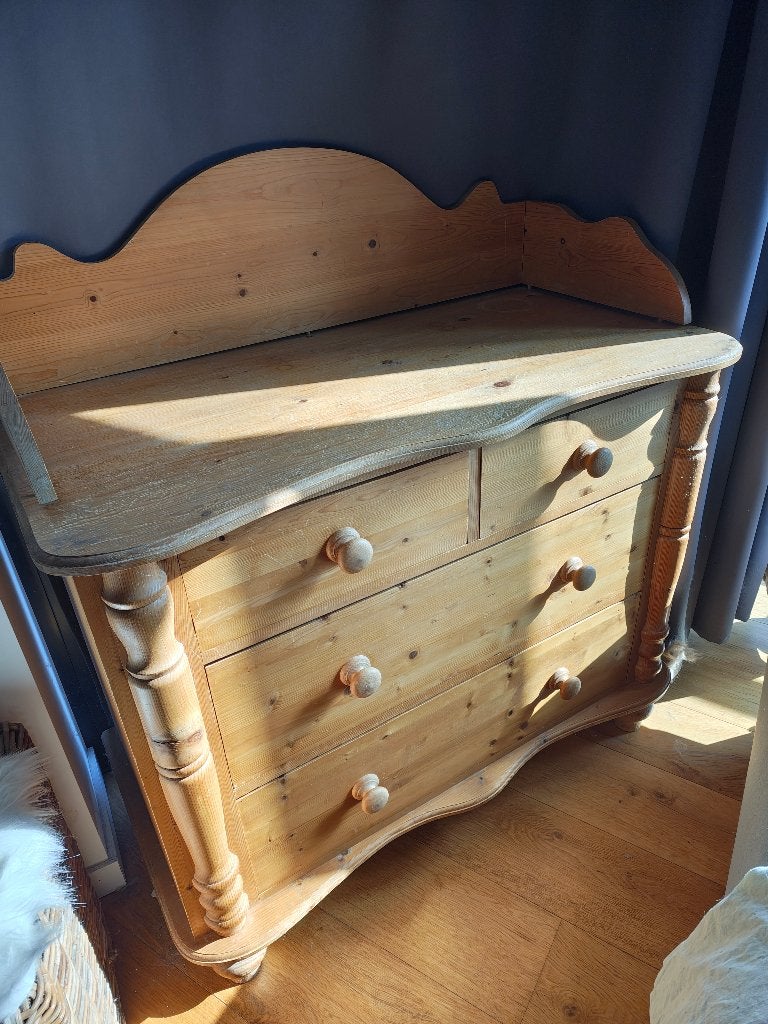 houten vintage dressoire, Maison & Meubles, Armoires | Dressoirs, Utilisé, 100 à 150 cm, 50 à 75 cm, Avec tiroir(s), Pin, Enlèvement