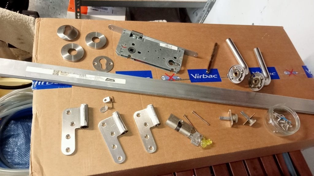 6cm cylinderslot + 88.5cm Athmer valdorpel en hengsels, Doe-het-zelf en Bouw, Ophalen, Gebruikt, IJzer, Slot