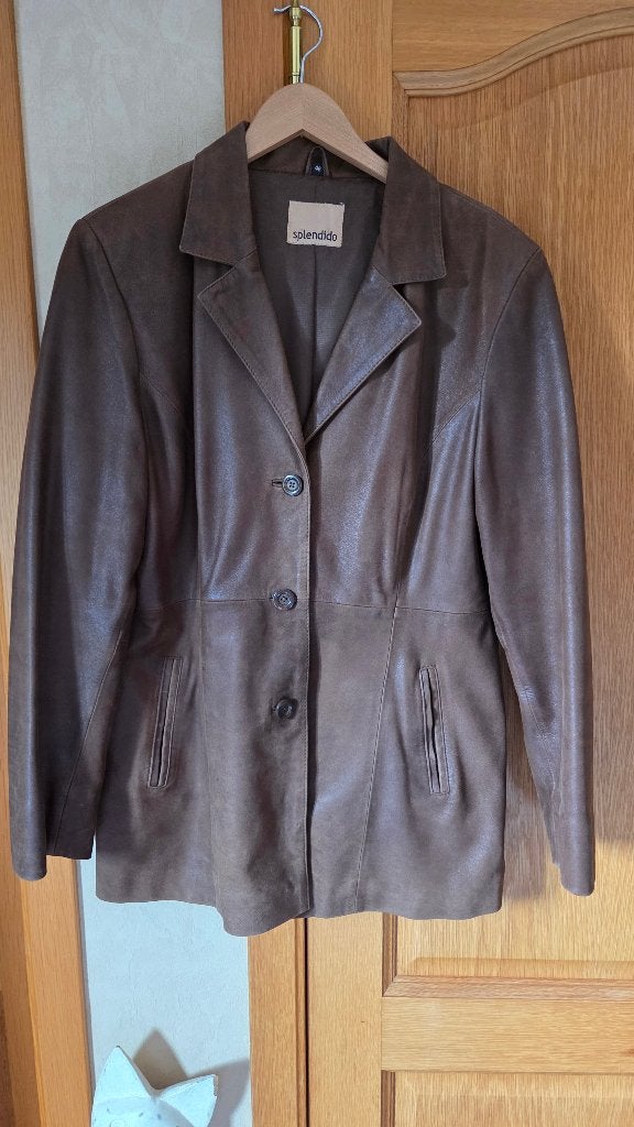 Veste cuir, Enlèvement, Porté, Taille 42/44 (L), Brun