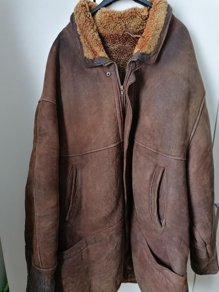 veste parka mouton retourné vintage année 1990, Enlèvement ou Envoi, Seconde main, Hommes, Manteau | cuir