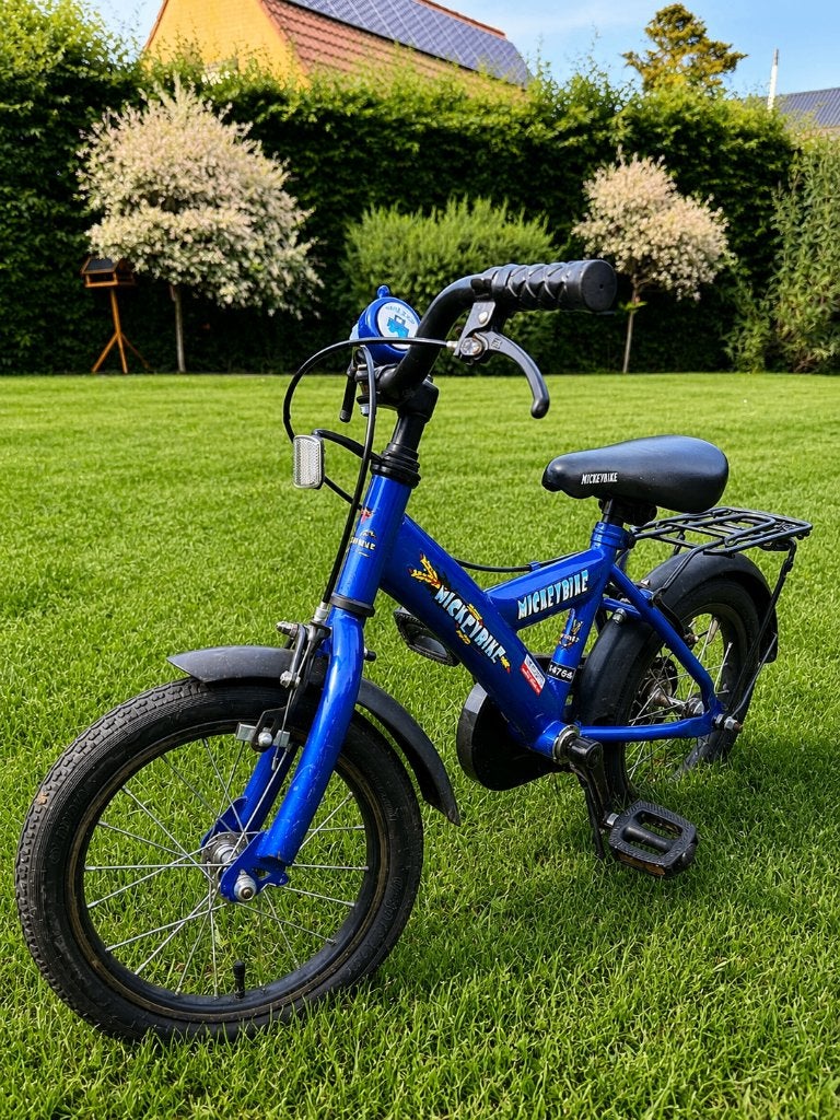 Mickeybike kinderfiets 14 inch – blauw – goede staat, Gebruikt, Velgrem, Minder dan 16 inch, Ophalen