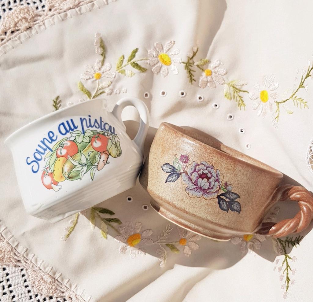 Lot de🍅  deux bols vintage 🥒légumes/ fleurs, Antiquités & Art, Enlèvement ou Envoi