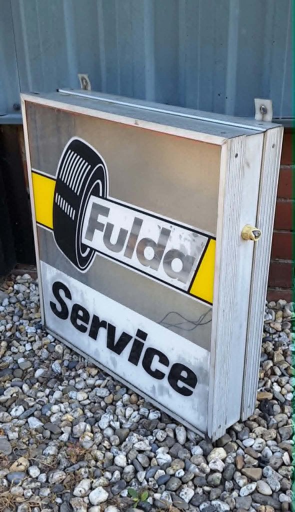 Vintage Fulda Service lichtbak reclamebord️️⛽️, Ophalen, Gebruikt, Lichtbak of (neon) lamp