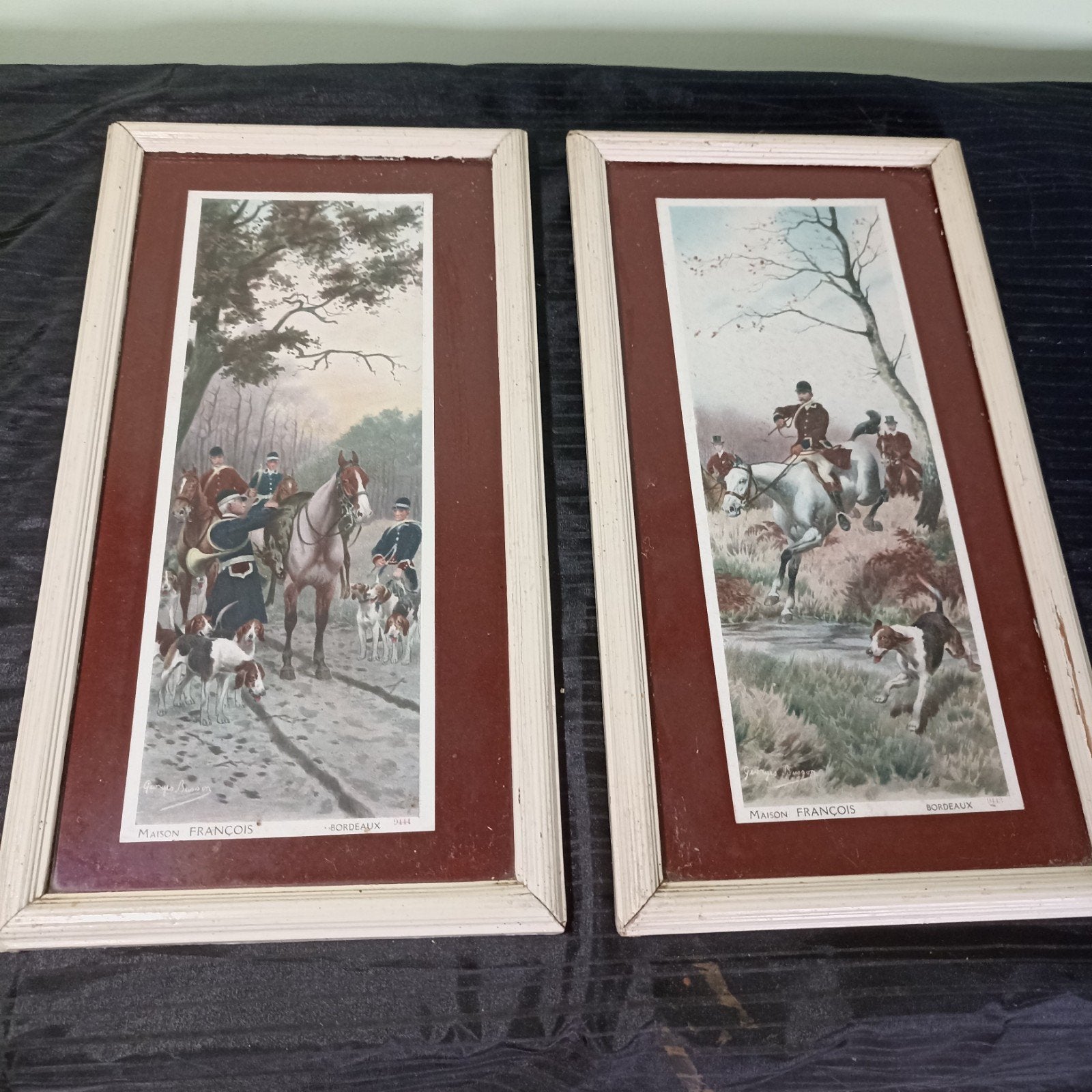 Ensemble ancien de gravures de chasse Georges Busson (Maison, Envoi, Lithographie