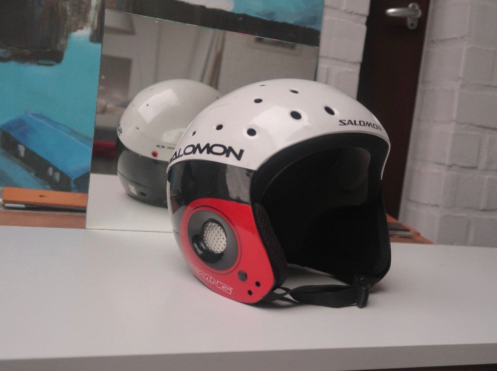 Skihelm, maat S/M 55-58 cm, wit-zwart-rood, Ophalen, Zo goed als nieuw, Overige typen, Salomon