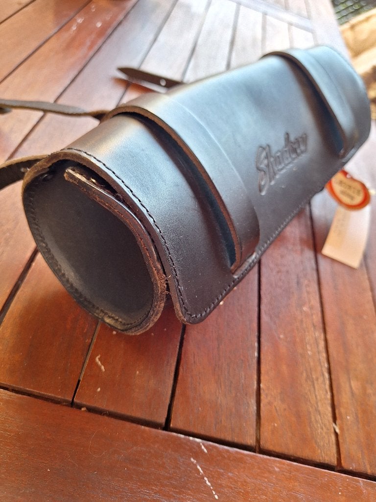 Zwart leder motortasje, Motoren, Ophalen, Nieuw
