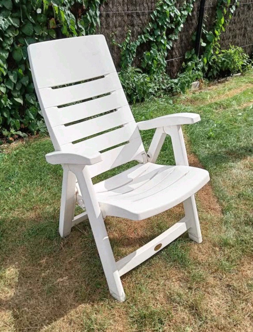 Set van twee tuinstoelen in kunsstof, Jardin & Terrasse, Enlèvement, Utilisé, Synthétique, Pliant