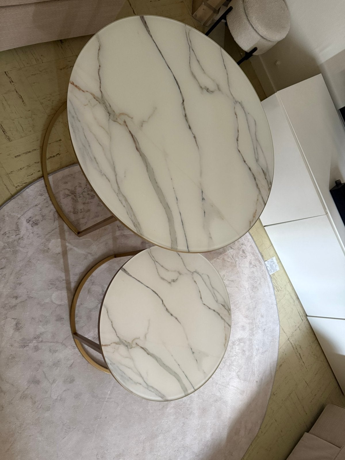 Lot de 2 tables basses gigones effet marbre, Enlèvement, Comme neuf