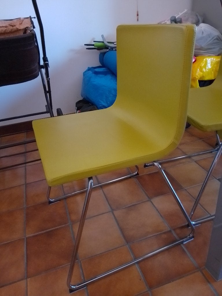 Leder groene stoelen, Maison & Meubles, Chaises, Strak, Autres couleurs, Comme neuf, Enlèvement