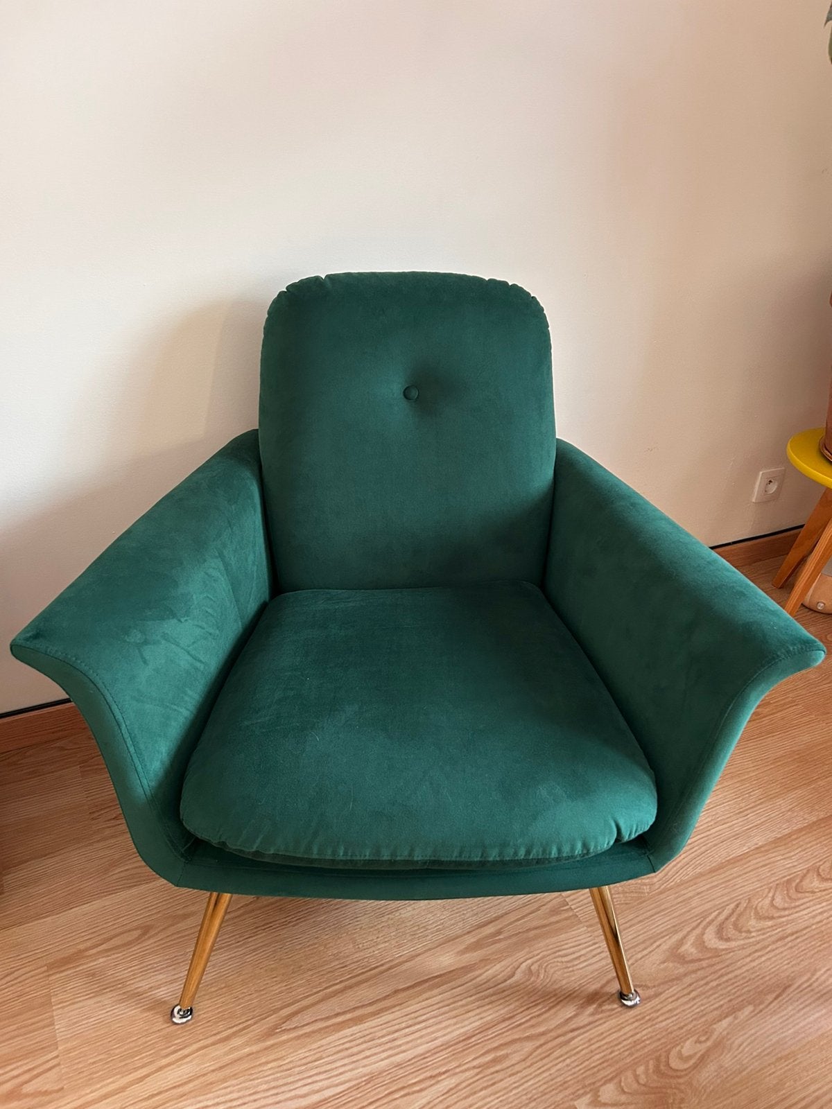 Fauteuil vert en velours, Maison & Meubles, Fauteuils, Enlèvement, Comme neuf