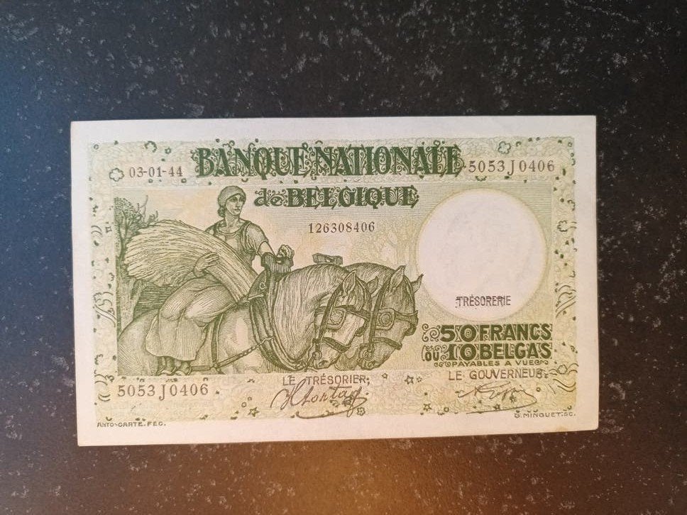 50 francs ou 10 variantes Belga 3-1-1944 fdc-, Enlèvement ou Envoi, Billets en vrac