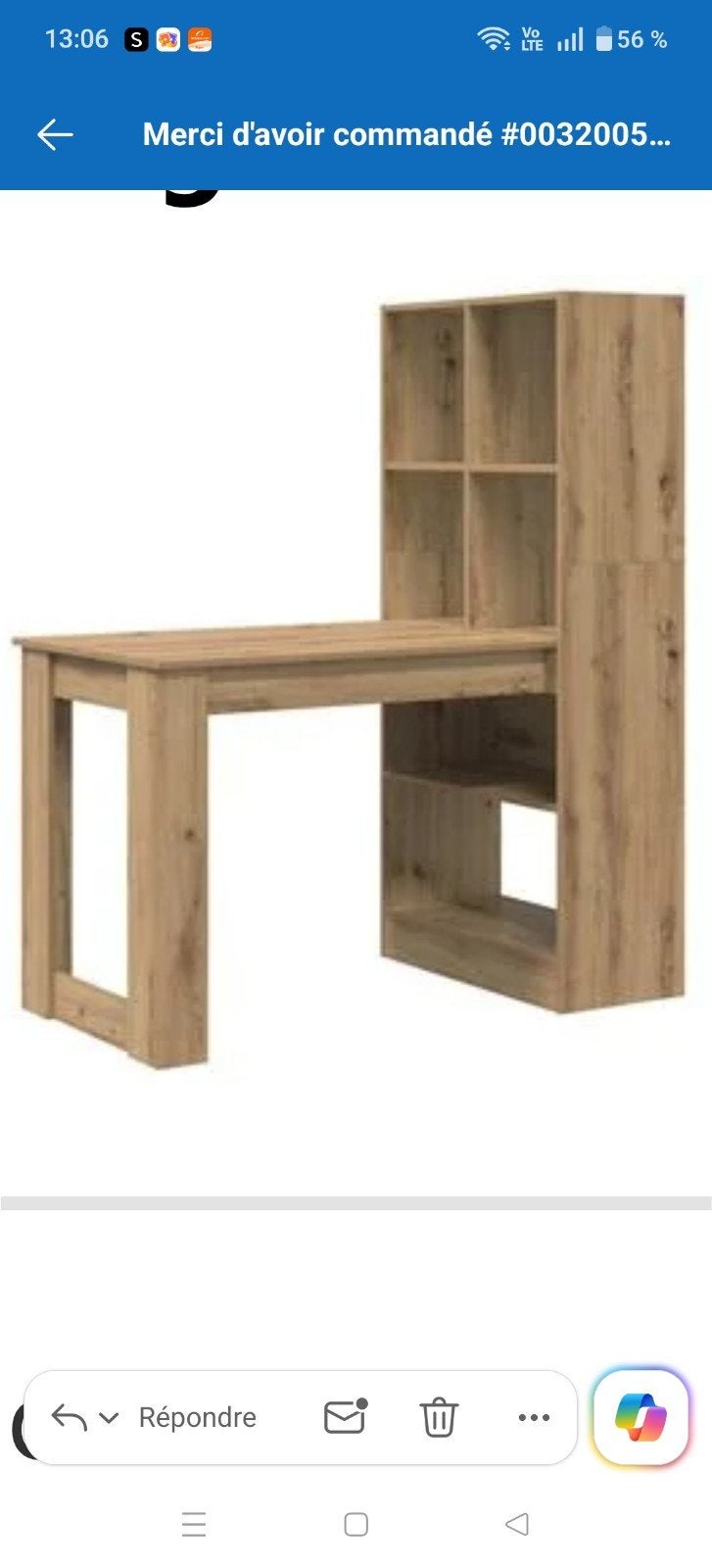 Meuble bureau avec étagère neuf, Maison & Meubles, Enlèvement