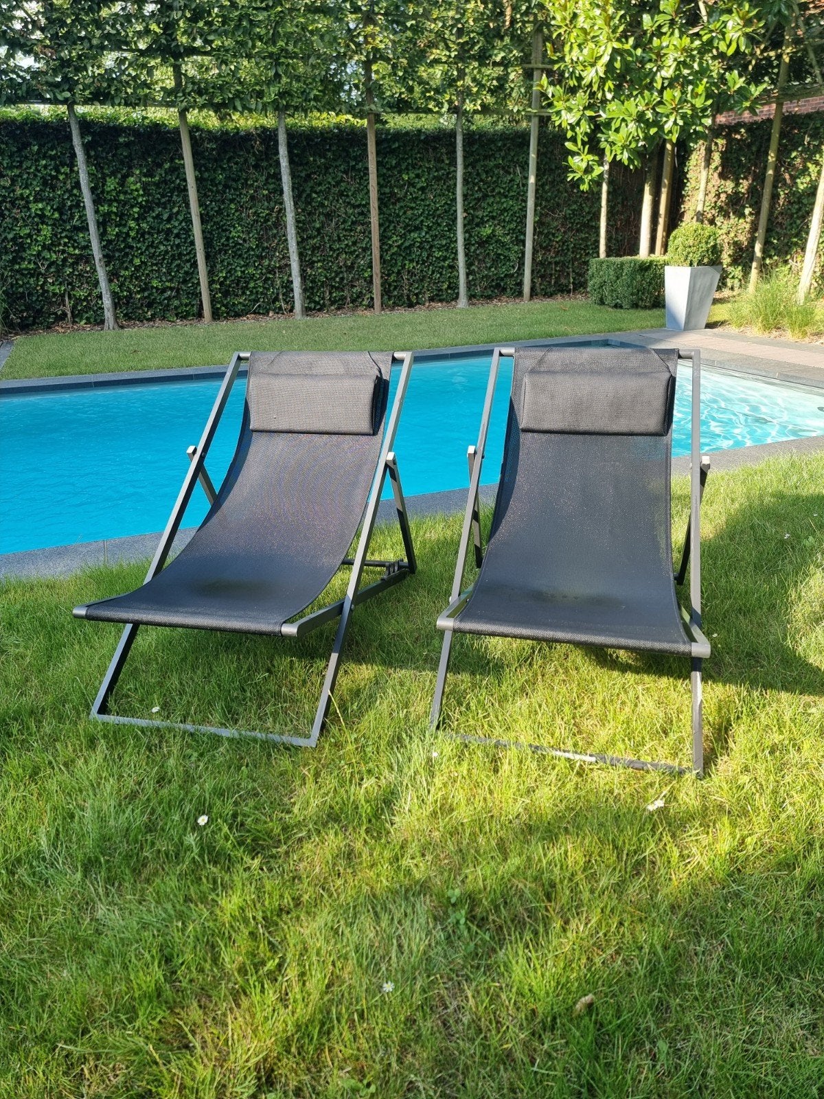 2 splendides transats chiliennes exc. état val neuf 350,00 €, Enlèvement, Comme neuf, Aluminium, Pliant