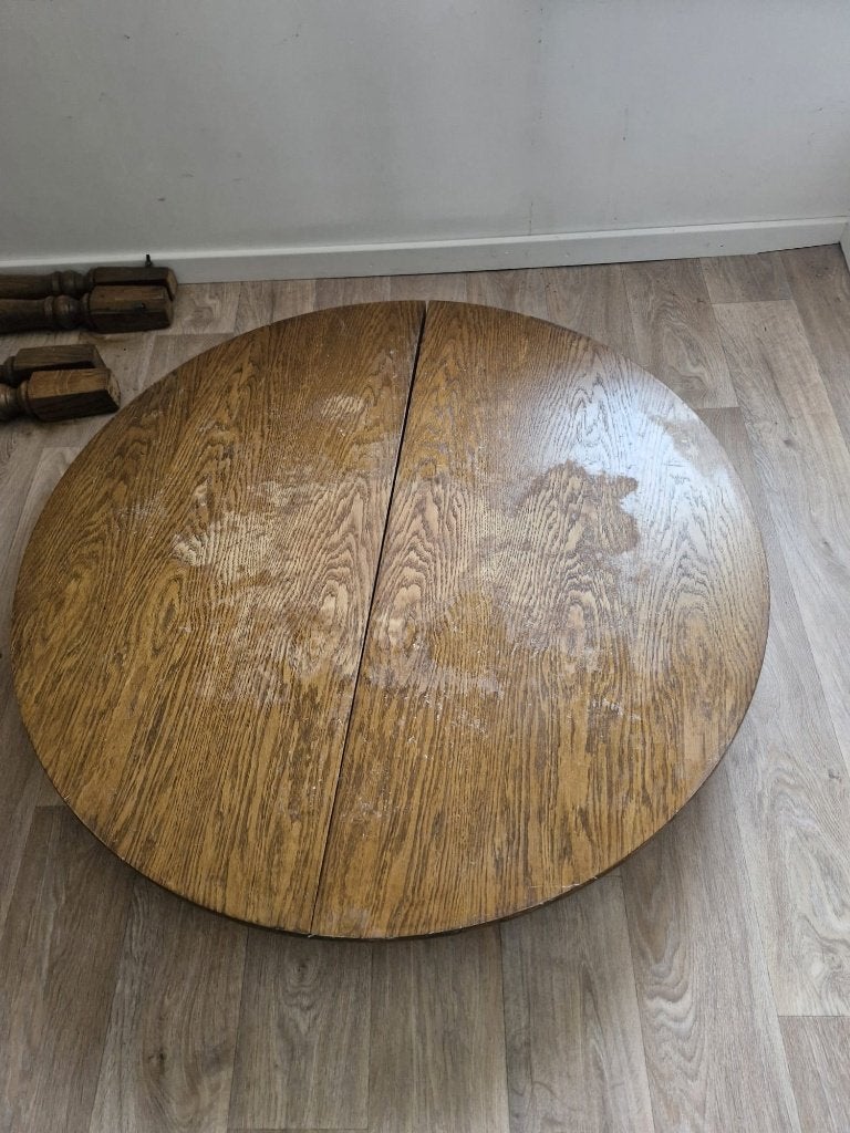 Houten ronde/ovale tafel  met 4 stoelen, Ophalen