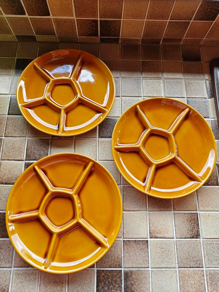Set van 3 fondueborden, Ophalen of Verzenden
