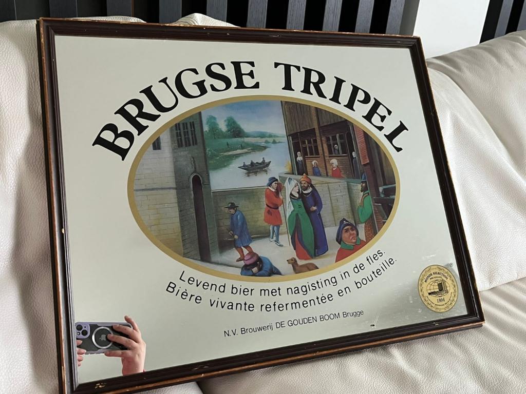 Spiegel Brugse Tripel 51cm x 60cm, Verzenden, Zo goed als nieuw, Reclamebord, Plaat of Schild, Overige merken