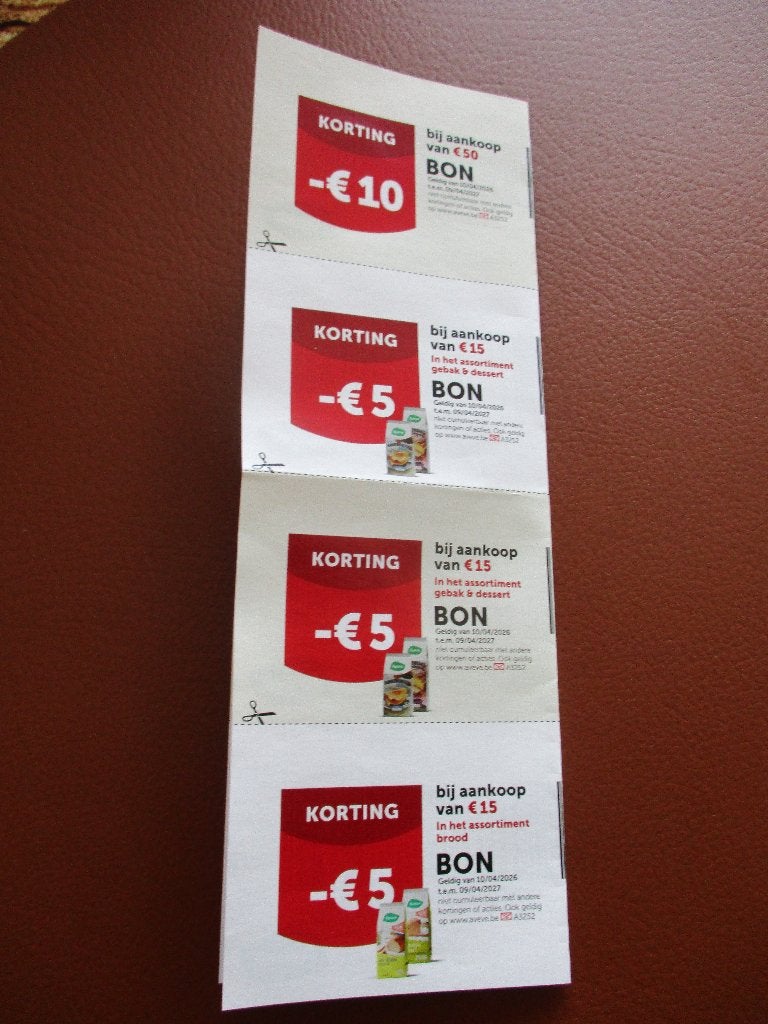 bonnen van AVEVA geldig tot 09/04/2027, Tickets en Kaartjes, Eén persoon, Kortingsbon, Warenhuis- of Winkelbon