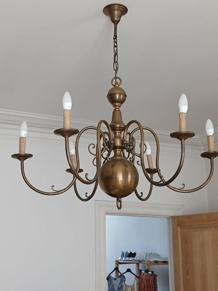 Lustre en laiton, Ancien, Enlèvement, Utilisé, E14 (petit)