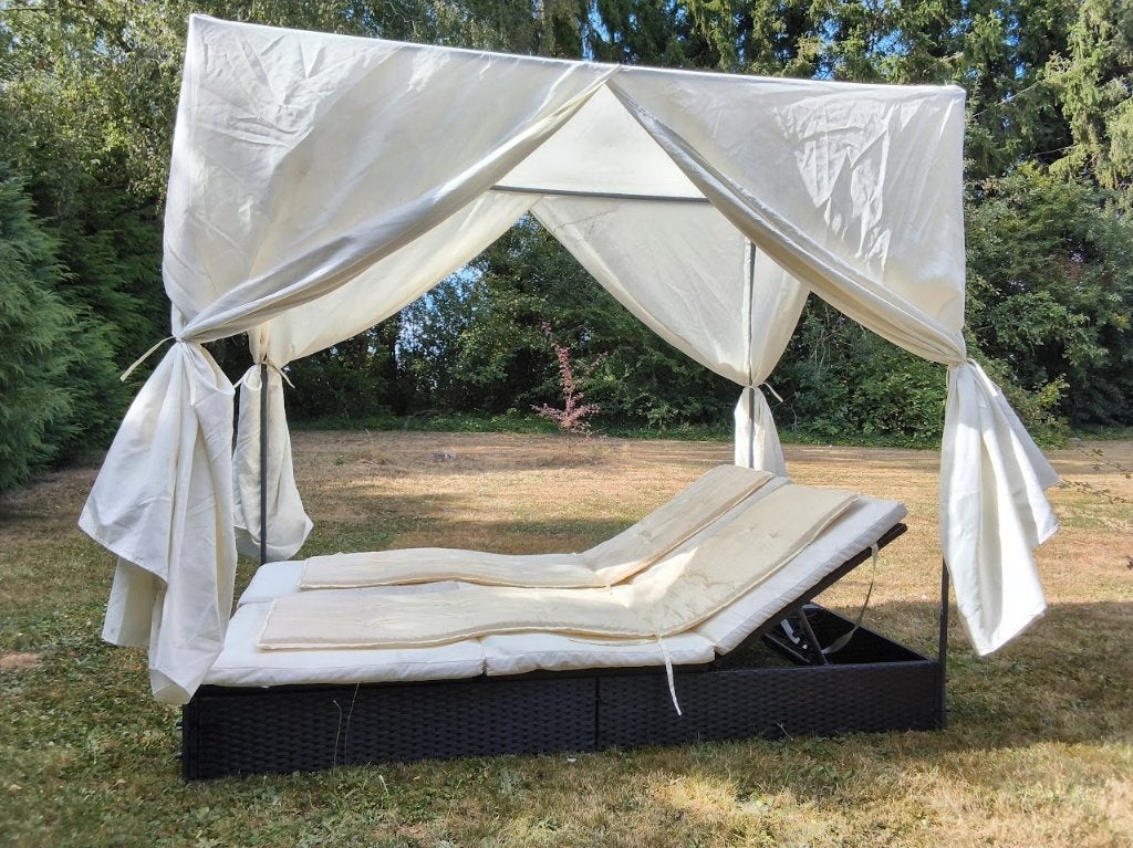 vidaXL tweepersoons tuinbedhemel en gordijnen 200x140 cm, Ophalen, Gebruikt