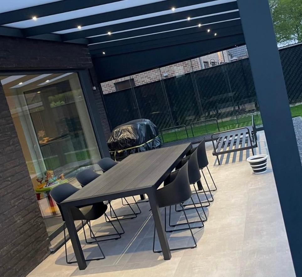 Tafel met 6 stoelen 214x100, Tuin en Terras, Tuintafels, Ophalen, Zo goed als nieuw