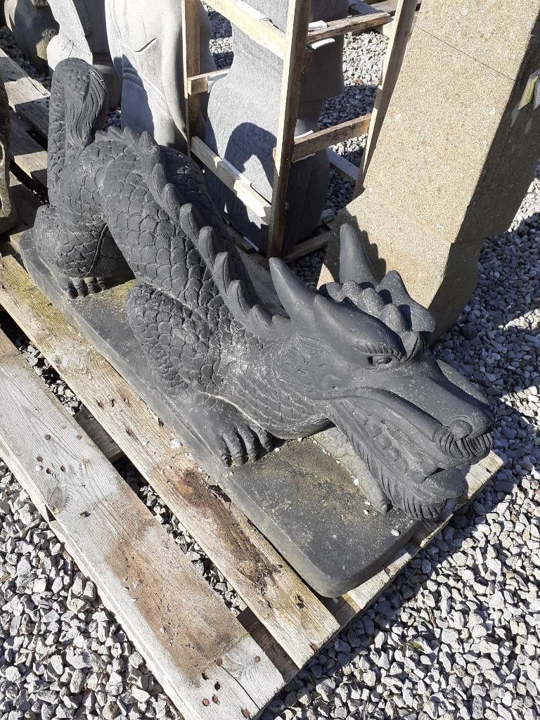 GRAND DRAGON CHINOIS EN PIERRE PATINEE (longueur 1,20 m), Enlèvement, Comme neuf, Autres matériaux, Autres types