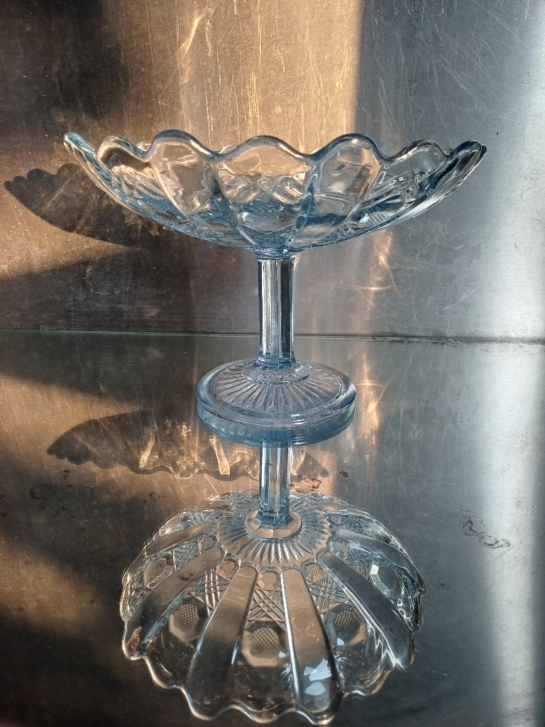Blauwe Art Deco Coupe / schaal, Antiek en Kunst, Antiek | Glaswerk en Kristal, Ophalen of Verzenden