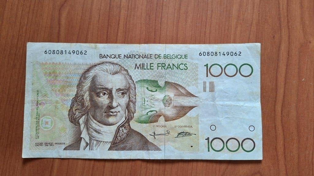 Bankbiljet 1.000 belgische frank, Timbres & Monnaies, Enlèvement ou Envoi
