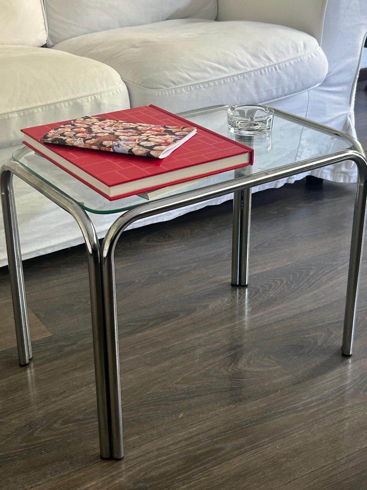 Lot de 2 tables chrome et verre, Ophalen, Zo goed als nieuw, Glas