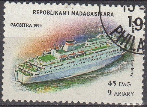 Madagaskar - Russische autoveerboot - 1994, Ophalen of Verzenden, Gestempeld