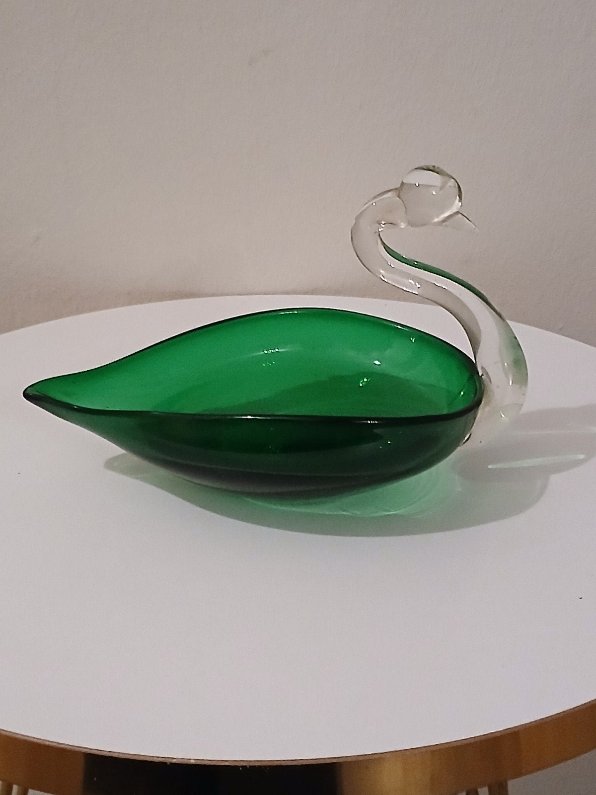 ​Magnifique Cygne Décoratif en Verre Vert Émeraude, Enlèvement ou Envoi