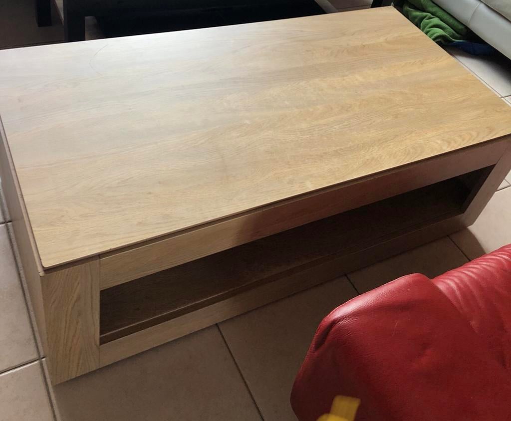 salontafel hout met onderstuk opbergruimte, Ophalen, Minder dan 50 cm, Gebruikt, 150 tot 200 cm