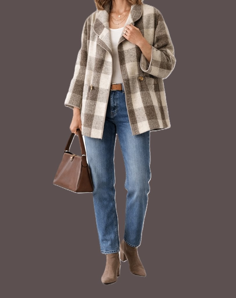 Ravens wollen jas met sjaal maat 36/38, Kleding | Dames, Jassen | Winter, Beige, Ophalen of Verzenden, Zo goed als nieuw, RAVENS