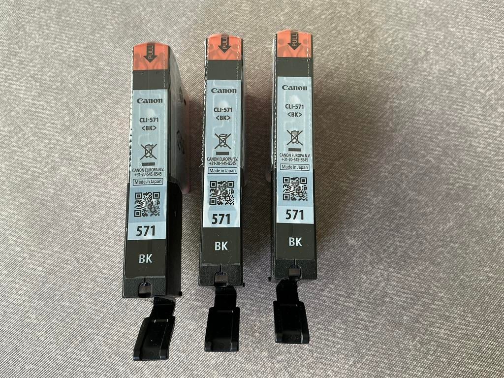 3 nieuwe Canon CLI-571 BK zwarte inktcartridges (origineel), Ophalen of Verzenden, Nieuw