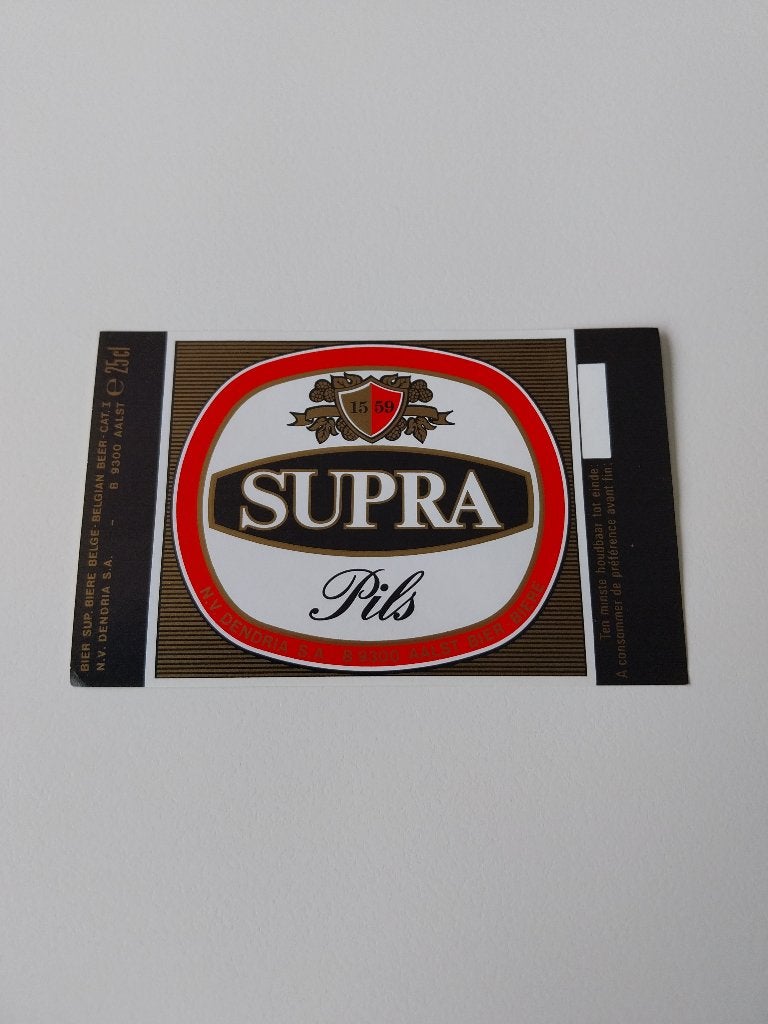 Bieretiket Supra Pils Dendria Aalst De Gheest 1, Verzamelen, Merken en Reclamevoorwerpen, Ophalen of Verzenden, Gebruikt