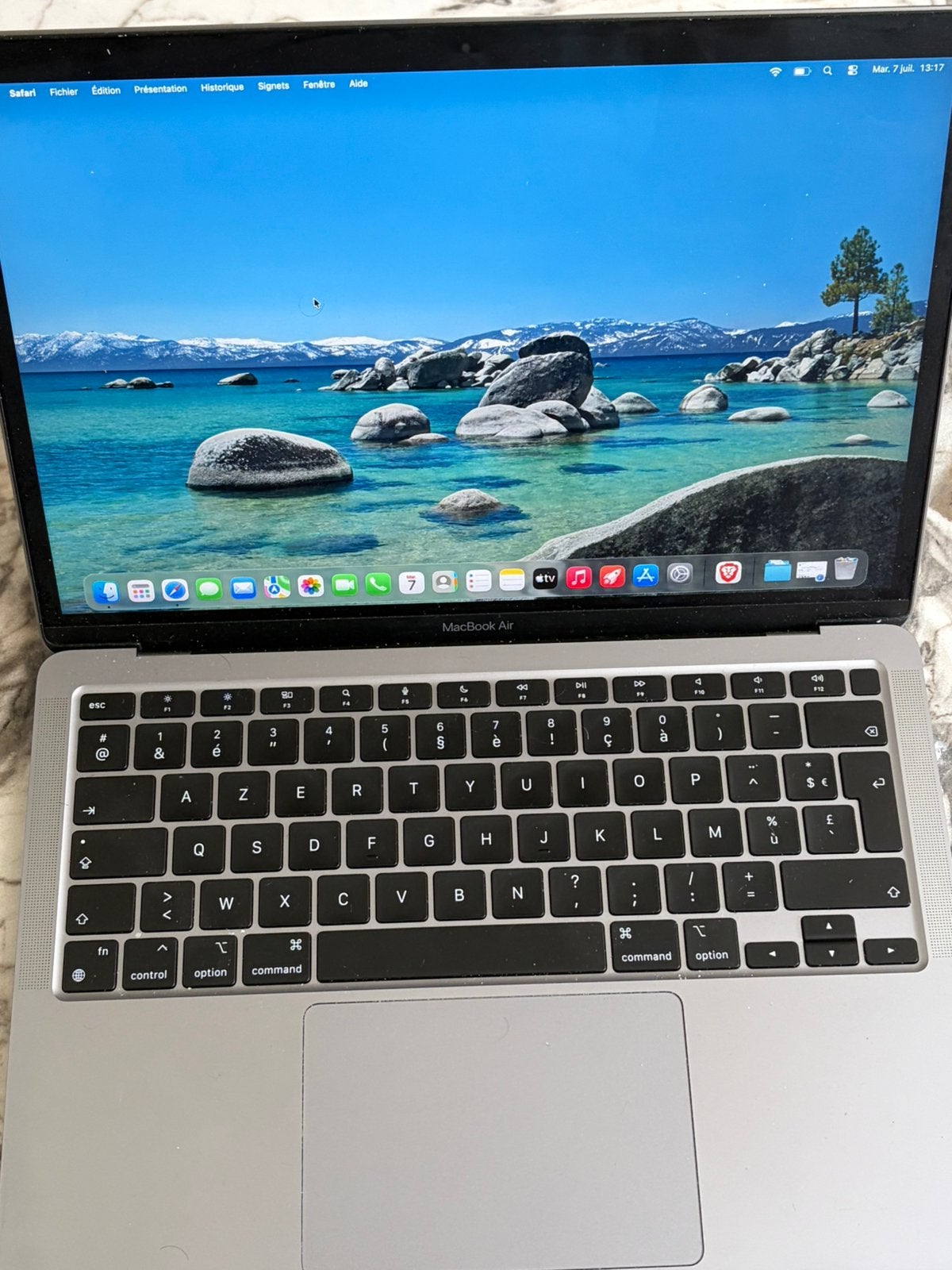 Mackbook Air 13 pouces Silver 256gigas 2020, 256 GB, Enlèvement, Utilisé, Azerty