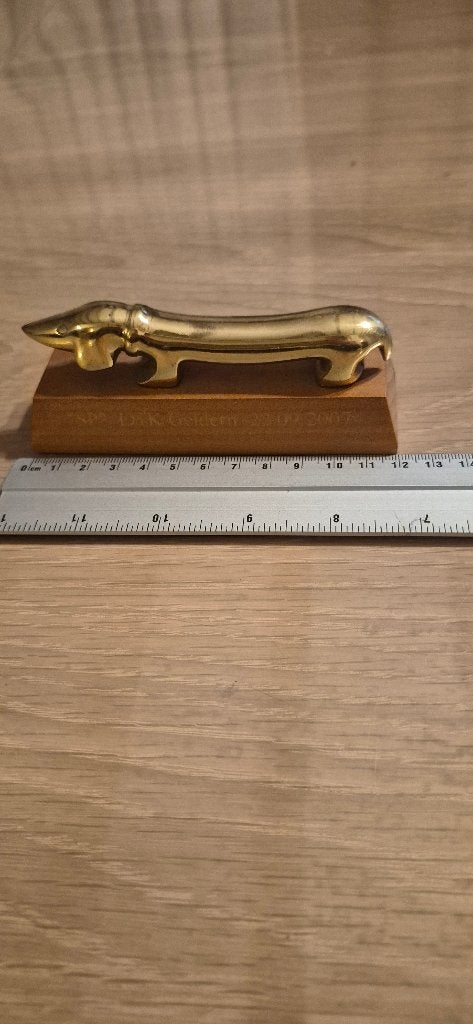 Messing teckeltje, Antiquités & Art, Antiquités | Bronze & Cuivre, Enlèvement ou Envoi