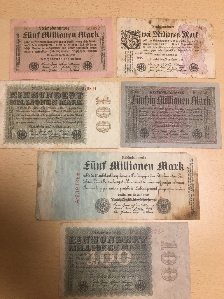 Billets originaux Deutsche Mark 1923 république Weimar, Collections, Envoi, Utilisé