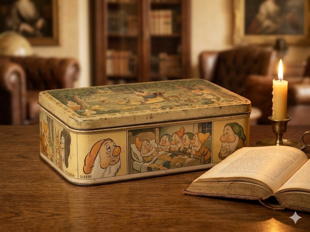 Zeldzaam Vintage Disney blik met drukfout "Sleery", Verzamelen, Ophalen of Verzenden, Gebruikt, Koek(jes), Overige merken