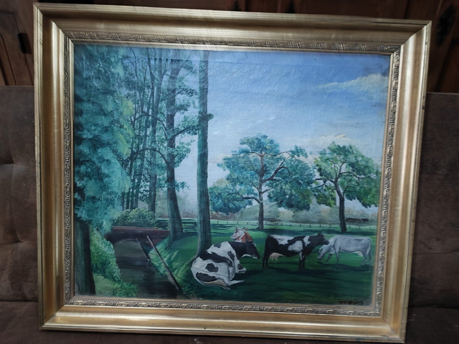 koeien rustend in de weide thomas wiga, Antiek en Kunst, Ophalen