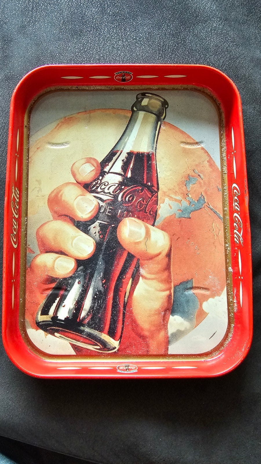 Vintage/retro dienblad Coca-Cola, Gebruikt, Ophalen of Verzenden, Afgeronde hoeken, Dienblad