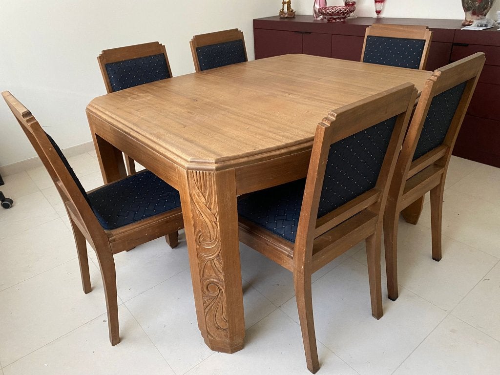 Art Deco eetkamerset: uitschuifbare tafel + 6 stoelen, Ophalen