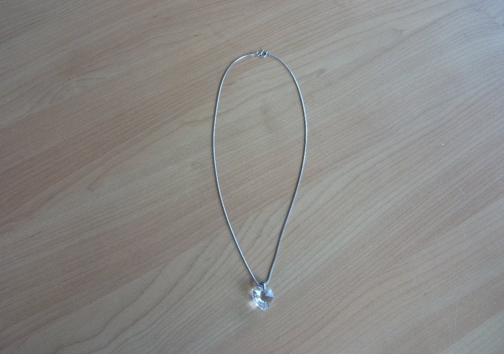 Zilveren ronde ketting met grote strass hart hanger, Ophalen of Verzenden