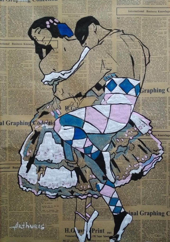 « Danse », Antiquités & Art, Art | Peinture | Moderne, Certificat d'authenticité, Figures, Papier/carton, Envoi