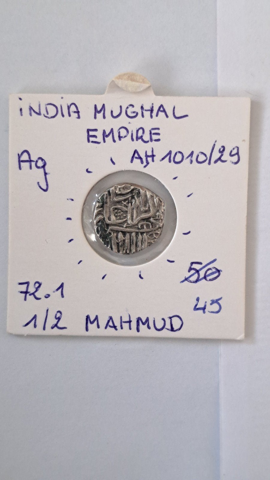 India mughal 1/2 mahmud AH 1010/29 AG SCHAARS, Ophalen of Verzenden