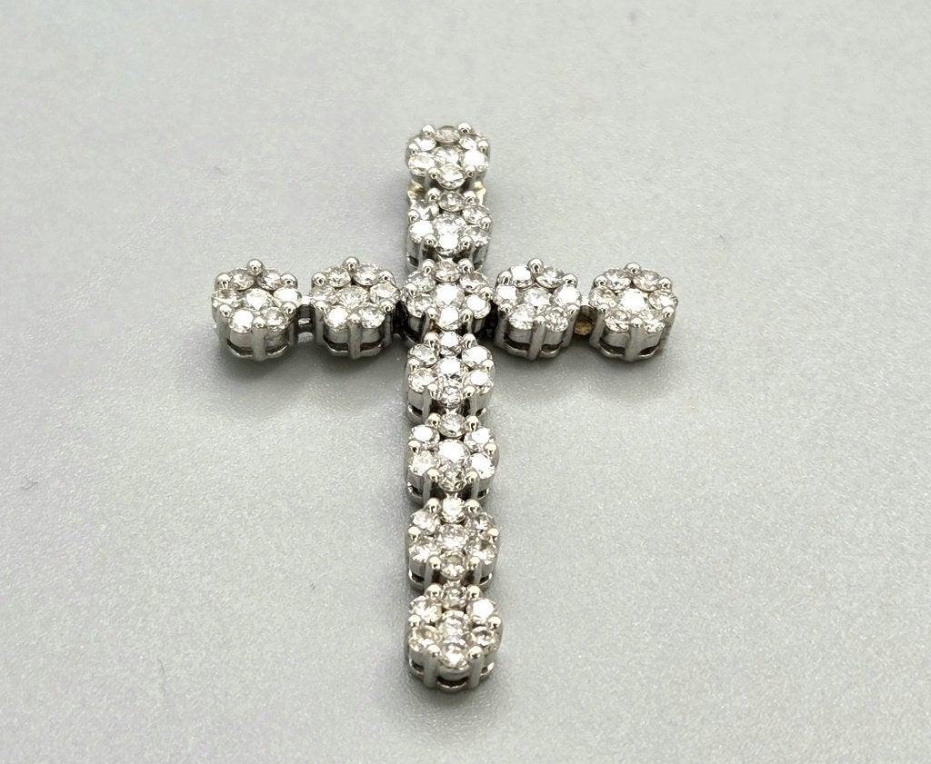 Croix en or vintage avec diamants. Environ 0,80 ct. 2026/444, Enlèvement ou Envoi, Or, Comme neuf, Or